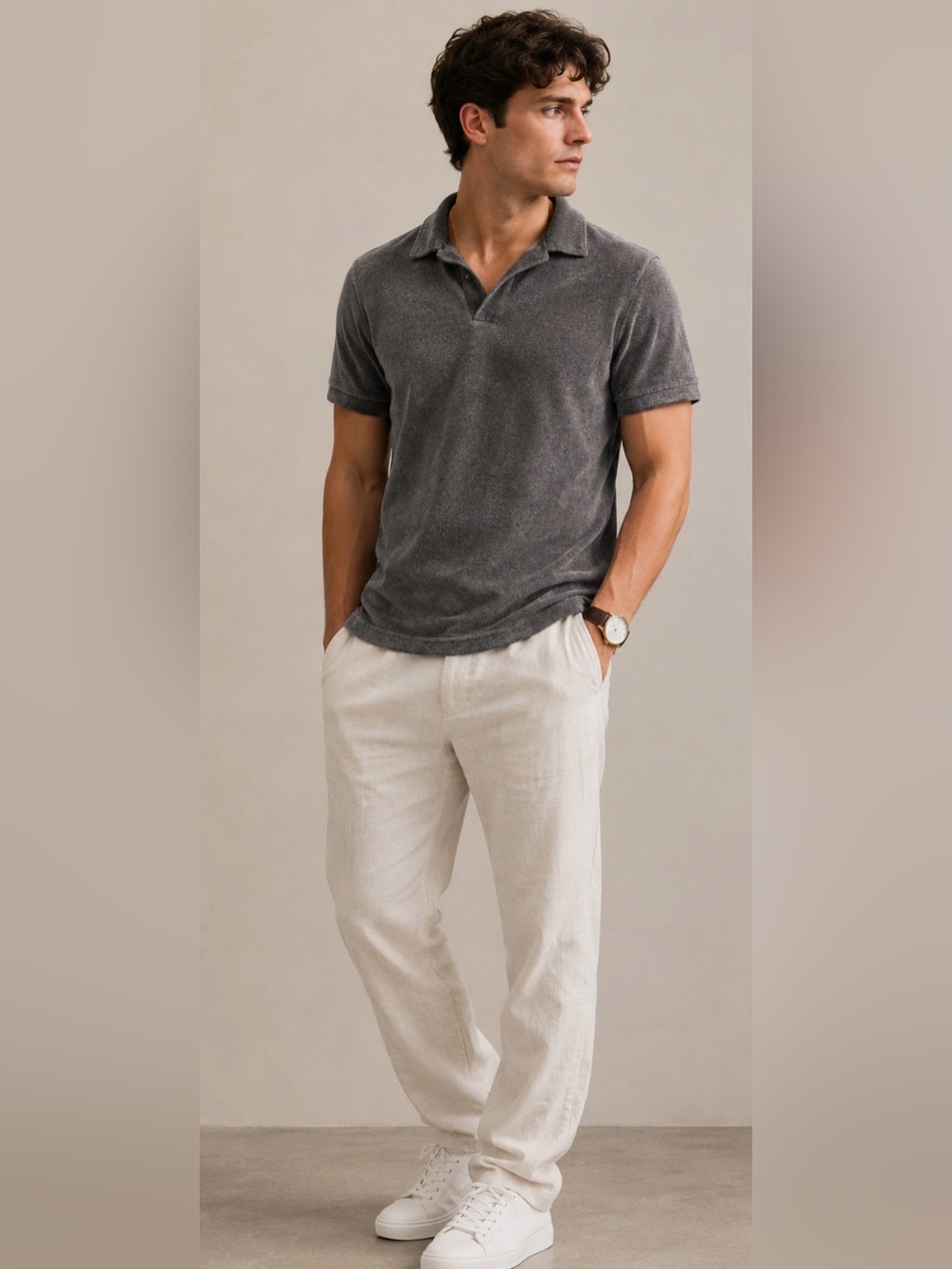 Banana Republic Men's Gray Short-Sleeve Polo